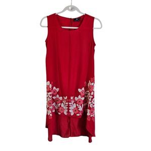 Pankaj & Nidhi Dress Small Red The Desert Rose Sleeveless Knee-length Flowy HiLo